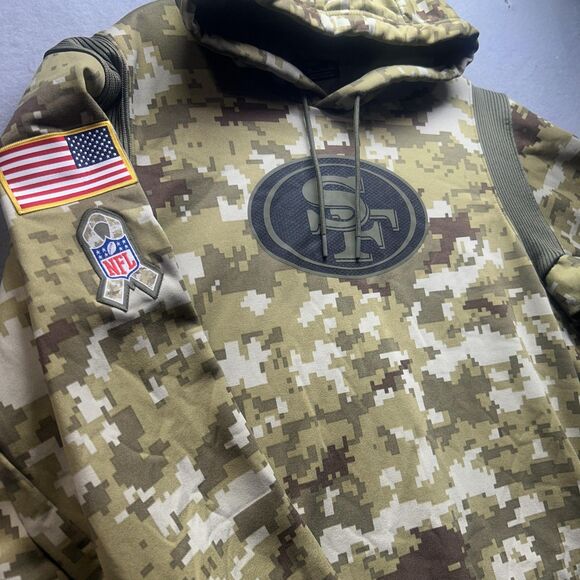 San Francisco 49ers Hoodie Mens XXL Camo NFL Football Salute to Service Nike - Picture 2 of 16